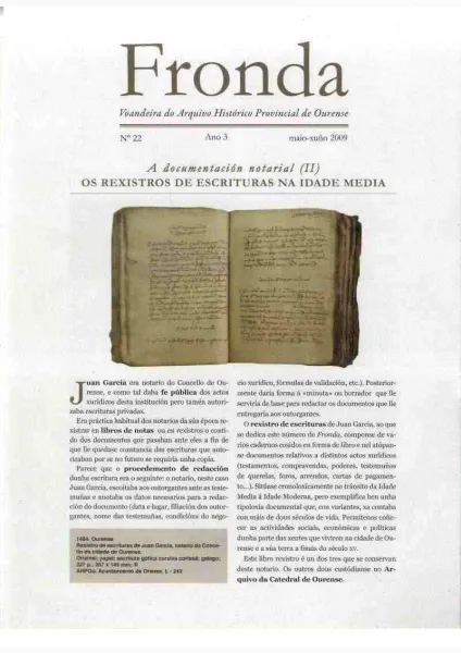  Fronda : Voandeira do Arquivo Histórico Provincial de Ourense  | Nº 22: Ano 3: maio-xuño 2009