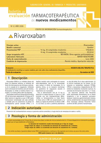  Boletín de Evaluación Farmacoterapéutica de Nuevos Medicamentos (nº 5, año 2009)  | Nº 5, ano 2009