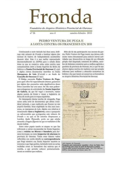  Fronda : Voandeira do Arquivo Histórico Provincial de Ourense  | Nº 26: ano 4: xaneiro-febreiro 2010