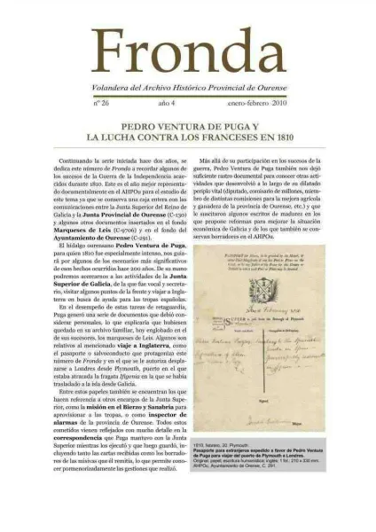  Fronda : Volandera del Archivo Histórico Provincial de Ourense  | Nº 26: xaneiro-febreiro: 2010