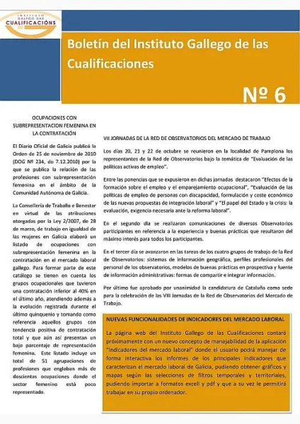  Boletín del Instituto Gallego de las Cualificaciones  | Nº 6: 2011