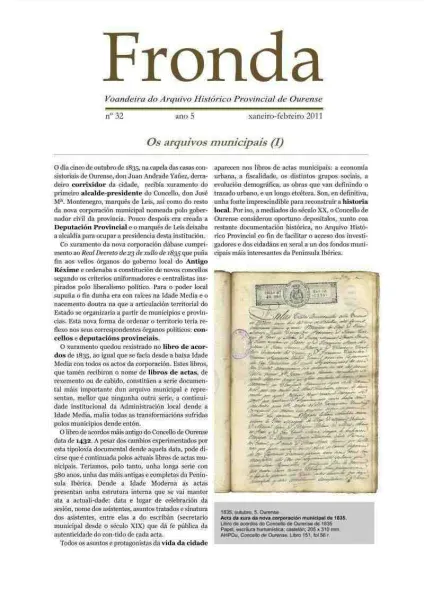  Fronda : Voandeira do Arquivo Histórico Provincial de Ourense  | Nº 32: Ano 5: xaneiro-febreiro 2011