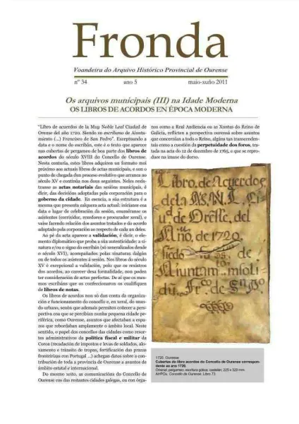  Fronda : Voandeira do Arquivo Histórico Provincial de Ourense  | Nº 34: ano 5: maio-xuño 2011