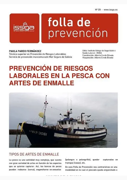  Folla de prevención nº 29. Prevención de riesgos laborales en la pesca con artes de enmalle. Sistemas de gestión de la prevención de riesgos laborales (I)  | Nº 29