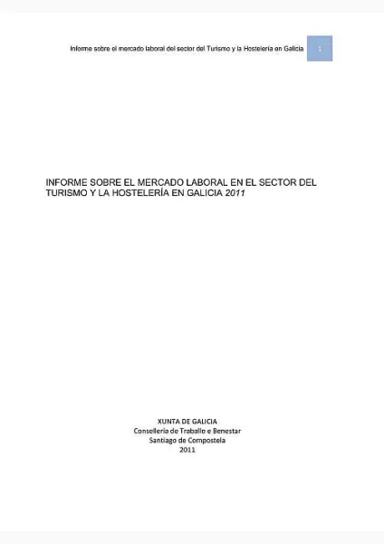  Informe sobre el mercado laboral en el sector del turismo y la hostelería en Galicia 