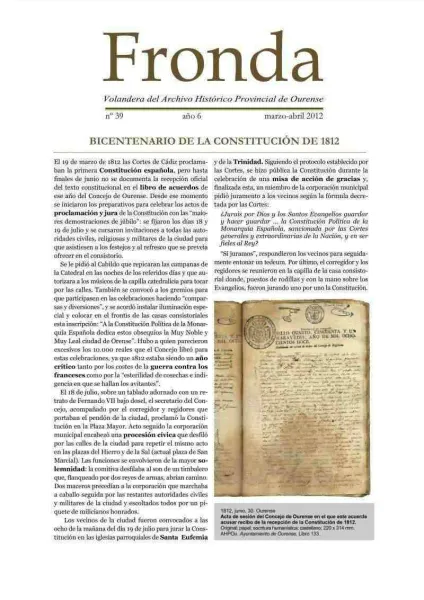  Fronda : Volandera del Archivo Histórico Provincial de Ourense  | Núm. 39: marzo-abril 2012