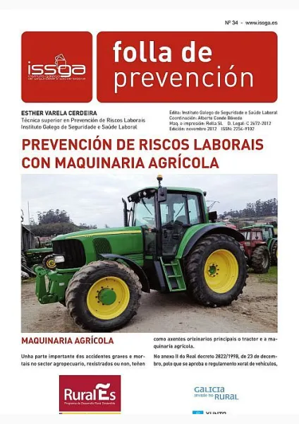  Folla de prevención núm. 34. Prevención de riscos laborais con maquinaria agrícola  | Núm. 34