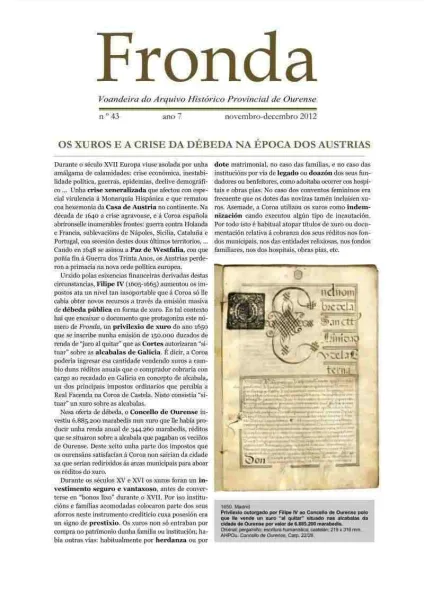  Fronda : Voandeira do Arquivo Histórico Provincial de Ourense  | Novembro-decembro 2012: núm. 43