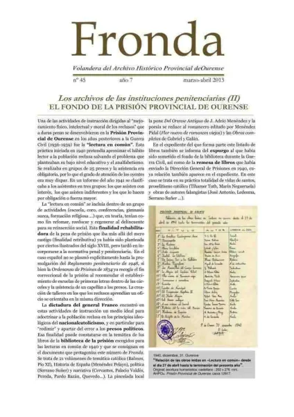  Fronda : Volandera del Archivo Histórico Provincial de Ourense  | Núm. 45: marzo-abril 2013