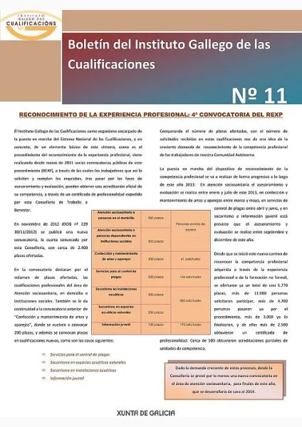  Boletín del Instituto Gallego de las Cualificaciones  | Núm. 11: 2013