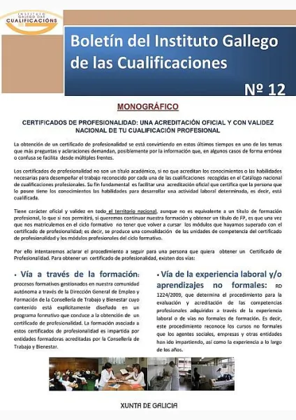  Boletín del Instituto Gallego de las Cualificaciones  | Núm. 12