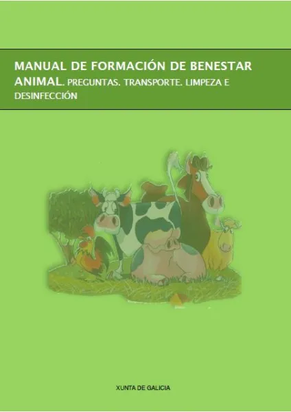  Manual de formación de benestar animal. Preguntas. Transporte. Limpeza e desinfección 