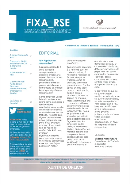 Fixa_RSE: O Boletín do Observatorio Galego da Responsabilidade Social Empresarial | Nº 2, Outubro 2014