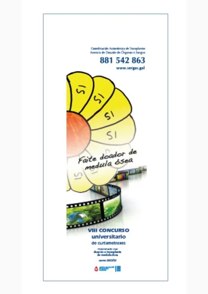 VIII concurso universitario de curtametraxes relacionado coa doazón e os transplantes de medula ósea : Curso escolar 2022/23 (cartel)