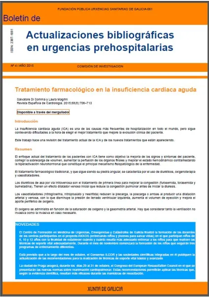 Boletín de actualizaciones bibliográficas en urgencias prehospitalarias  | Nº 4-2015