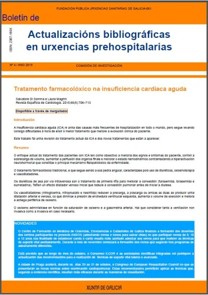 Boletín de actualizacións bibliográficas en urxencias prehospitalarias | Nº 4-2015