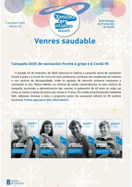 Venres saudable. Rede Galega de Promoción da Saúde  | Decembro, 2025. Número 26