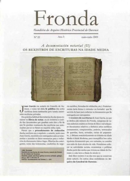  Fronda : Voandeira do Arquivo Histórico Provincial de Ourense  | Nº 22: Ano 3: maio-xuño 2009