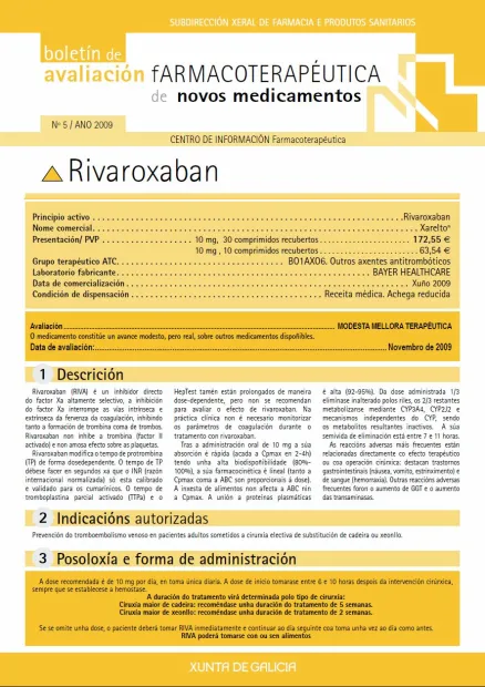  Boletín de Avaliación Farmacoterapéutica de Novos Medicamentos (nº 5, ano 2009)  | Nº 5, ano 2009