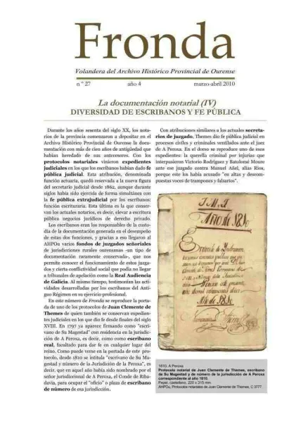  Fronda : Volandera del Archivo Histórico Provincial de Ourense  | Nº 27: marzo-abril: 2010