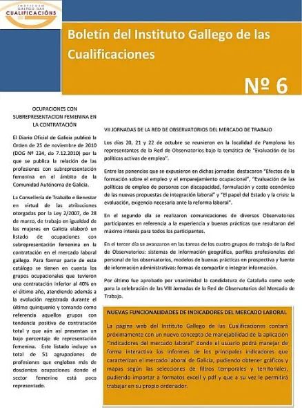  Boletín del Instituto Gallego de las Cualificaciones  | Nº 6: 2011