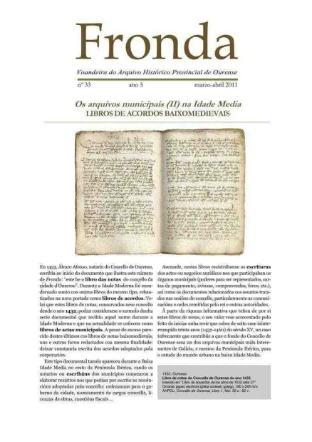  Fronda : Voandeira do Arquivo Histórico Provincial de Ourense  | Nº 33: Ano 5: marzo-abril: 2011