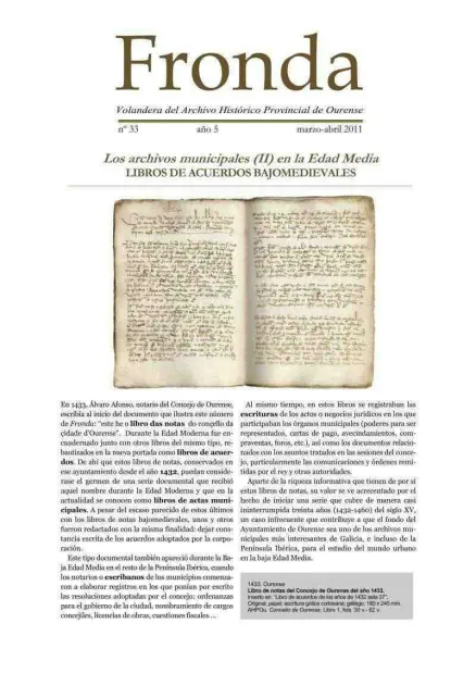  Fronda : Volandera del Archivo Histórico Provincial de Ourense  | Nº 33: año 5: marzo-abril 2011