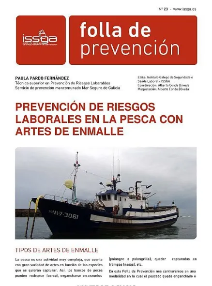 Folla de prevención nº 29. Prevención de riesgos laborales en la pesca con artes de enmalle. Sistemas de gestión de la prevención de riesgos laborales (I)  | Nº 29