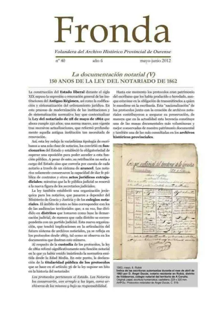 Fronda : Volandera del Archivo Histórico Provincial de Ourense  | Núm. 40: mayo-junio 2012