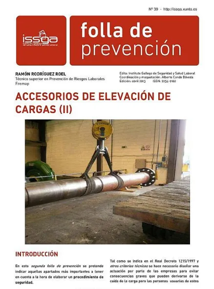  Folla de prevención nº 39. Accesorios de elevación de cargas (II) 