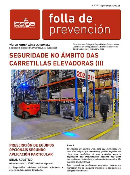  Folla de prevención nº 37. Seguridade no ámbito das carretillas elevadoras (II) 