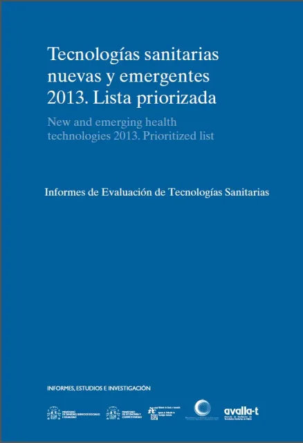  Tecnologías sanitarias nuevas y emergentes 2013. Lista priorizada 
