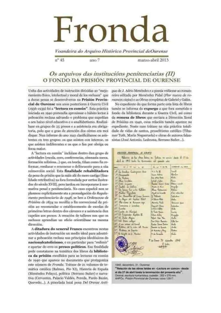  Fronda : Voandeira do Arquivo Histórico Provincial de Ourense  | Núm. 45: marzo-abril 2013