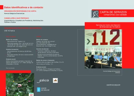  Carta de servizos do centro de atención de emerxencias 112 Galicia (galego) 