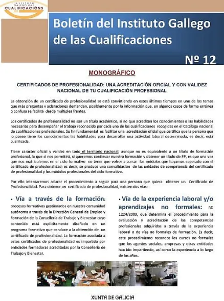  Boletín del Instituto Gallego de las Cualificaciones  | Núm. 12