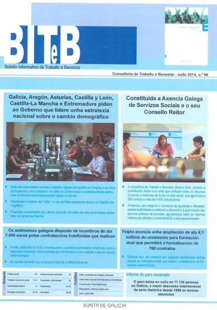 Biteb: Boletín Informativo de Traballo e Benestar | Nº. 98, xullo 2014