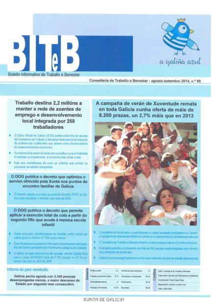 Biteb: Boletín Informativo de Traballo e Benestar | Nº. 99, Agosto-Setembro 2014