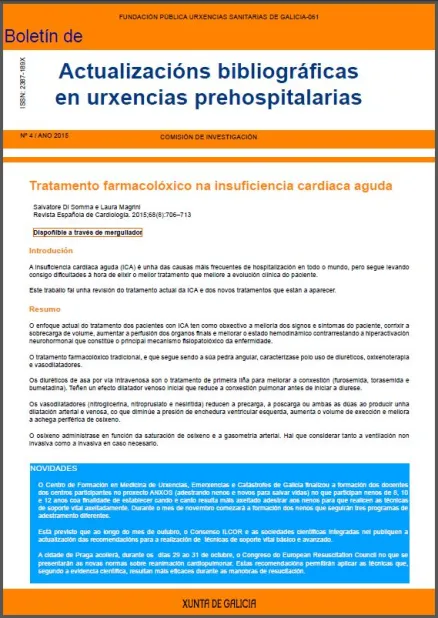 Boletín de actualizacións bibliográficas en urxencias prehospitalarias | Nº 4-2015