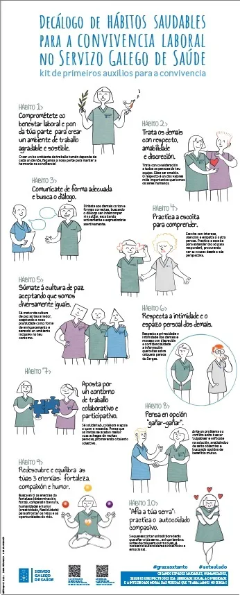 Decálogo de hábitos saudables para a convivencia laboral no Servizo Galego de Saúde: "Kit" de primeiros auxilios para a convivencia
